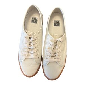 Frye Ivory Leather Low Lace Sneakers